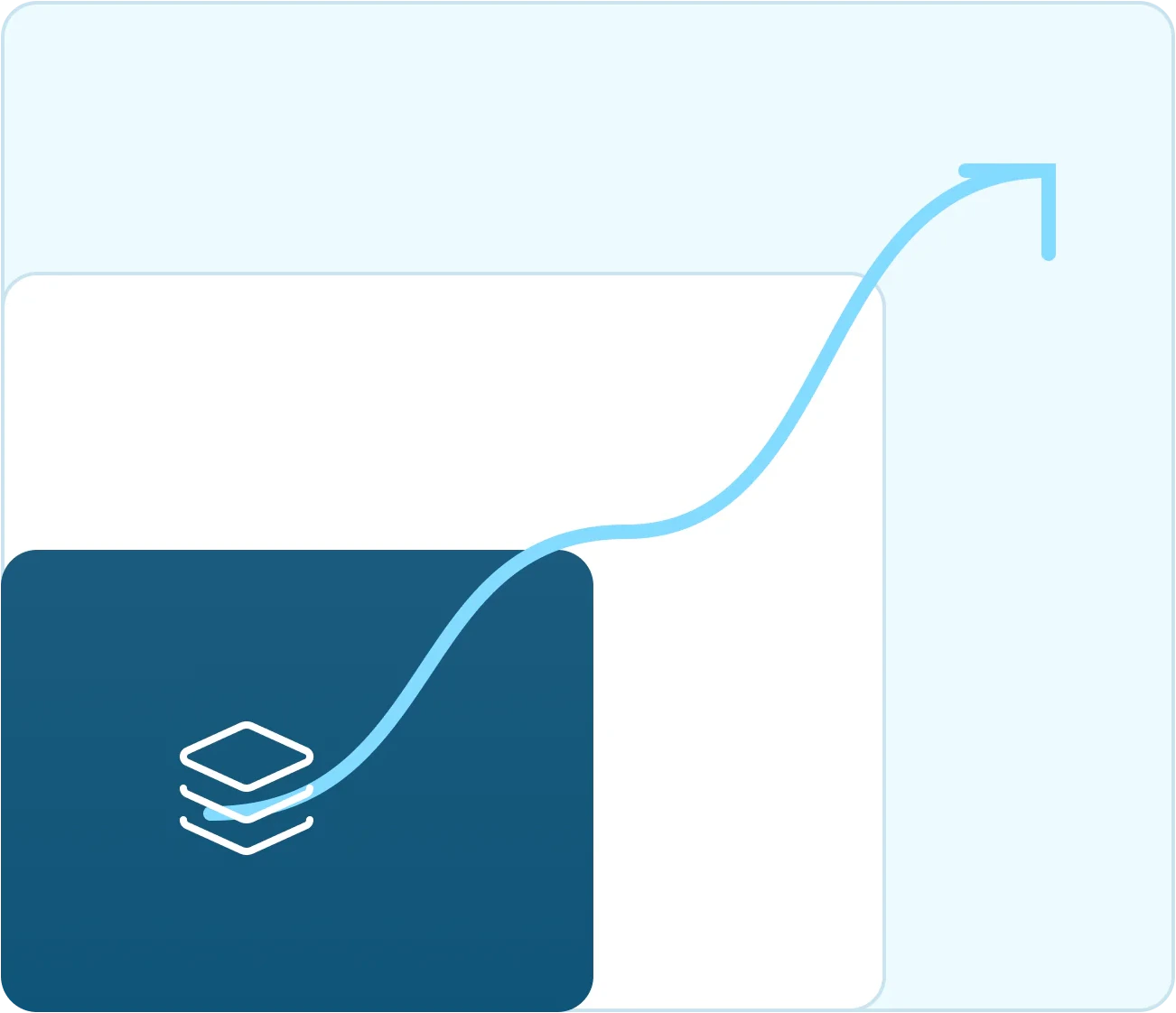 Bar chart illustration with a rising arrow showing business growth